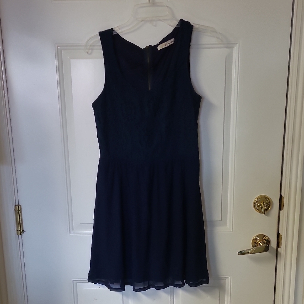 Rewind Blue Pleated Fit and Flare Mini Dress